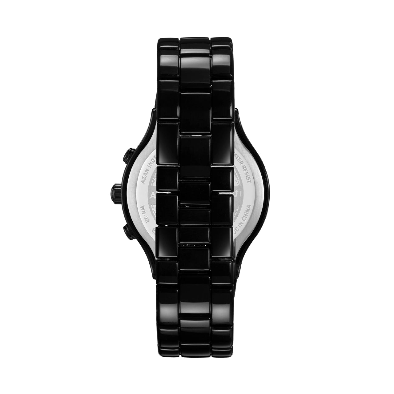Alfajr Islamic Prayer Womens Watch Analog Black Dial With Black Stainless Steel Band, WA-32BLACKSHINING