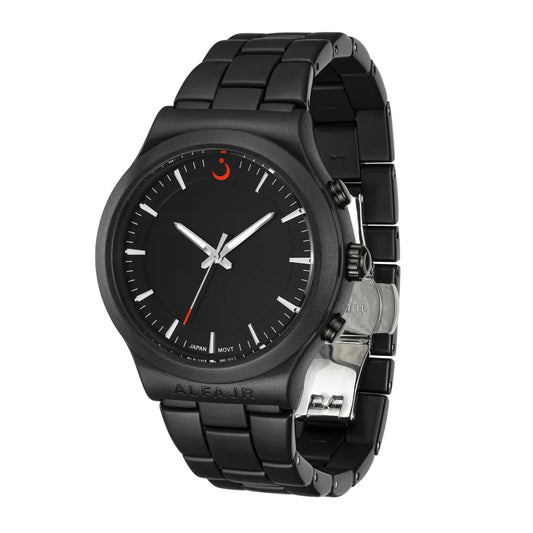 Alfajr Islamic Prayer Men's Analog Watch Black Dial With Black Stainless Steel Band, WB-32BLACK