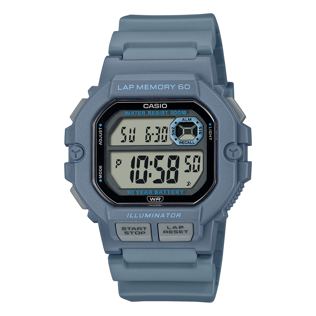 Casio Men's Watch Digital Dial with Blue Resin Band, WS-1400H-2AVDF