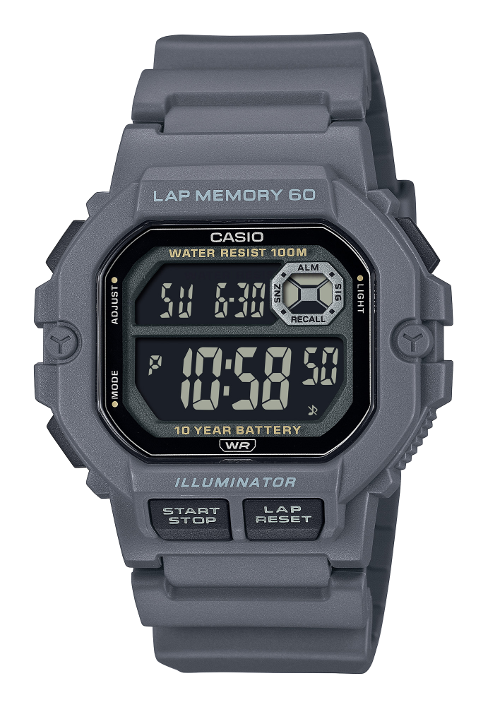 Casio Men's Watch Digital Black Dial with Grey Resin Band, WS-1400H-8BVDF