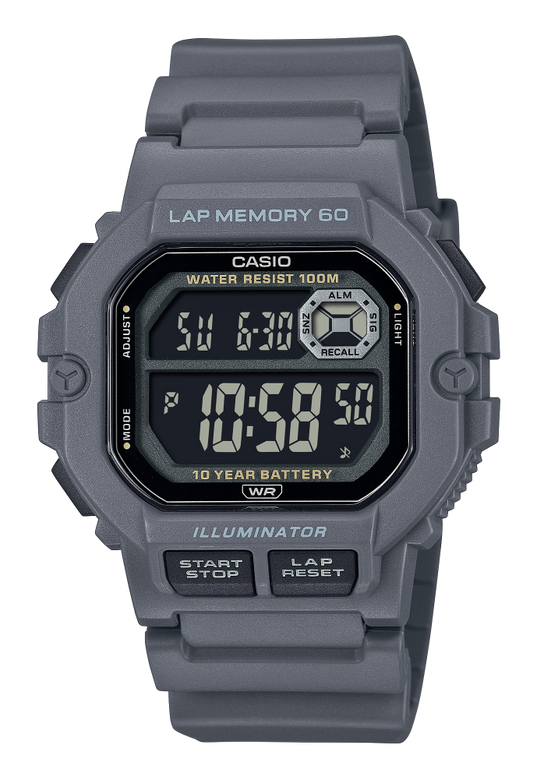 Casio men analog watch, black-109 dial with grey resin band, model CS-WS-1400H-8BVDF, Bahrain