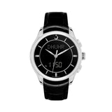 Alfajr Islamic Prayer Mens Watch Ana-Digital Black Dial With Black Leather Strap, WW-22LS