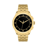 Alfajr Islamic Prayer Mens Watch Ana-Digital Black Dial With Gold Stainless Steel Band, WW-22SG