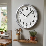 Rhythm Basic Wall Clock | 3D Numerals, Silent Silky Move | Silver, CMG434BR19