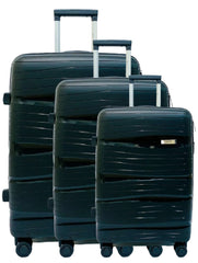 Globetrotter Boston 55cm, 65cm, 75cm 8 Wheel 3pcs Hard Trolley Set Black, BOSTON3PCS-BLK