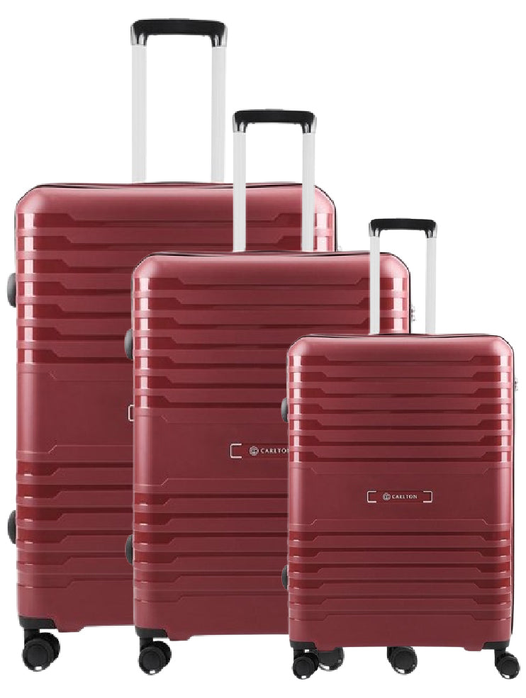 Carlton Harbor Plus 55cm, 66cm, 76cm 8 Wheel 3pcs Hard Trolley Set Maroon, HARBORPLUS3PCRED