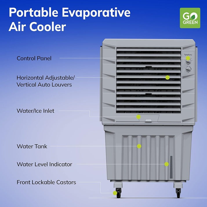Symphony 125 L Air Cooler with Dual 20 Inch Fans, 250W, MOVICOOLDUOS125T