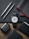 Casio, Men's Analog Watch, White Dial Black Stainless Steel Band, MTP-E700B-7EVDF product image