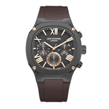 Lee Cooper Men's Watch Analog Black Dial with Brown Silicone Strap, LC08150.062