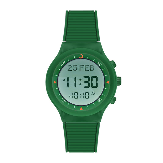 Alfajr Islamic Prayer Unisex Digital Watch With Green Rubber Strap, WY-16GREEN authentic Alfajr WY-16GREEN Islamic prayer product in Bahrain