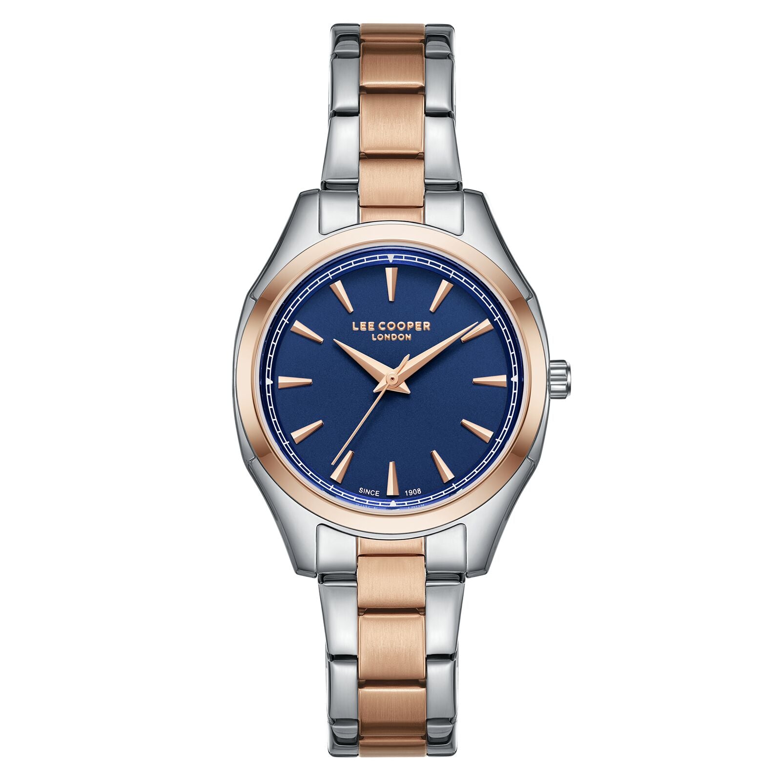 Lee Cooper Women's Watch Analog Blue Dial with Two-Toned Stainless Steel Band, LC08006.390