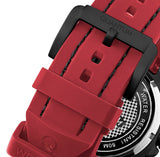 Quantum Men's Choronograph Watch Analog Black Dial with Red Silicone Band, HNG905.658