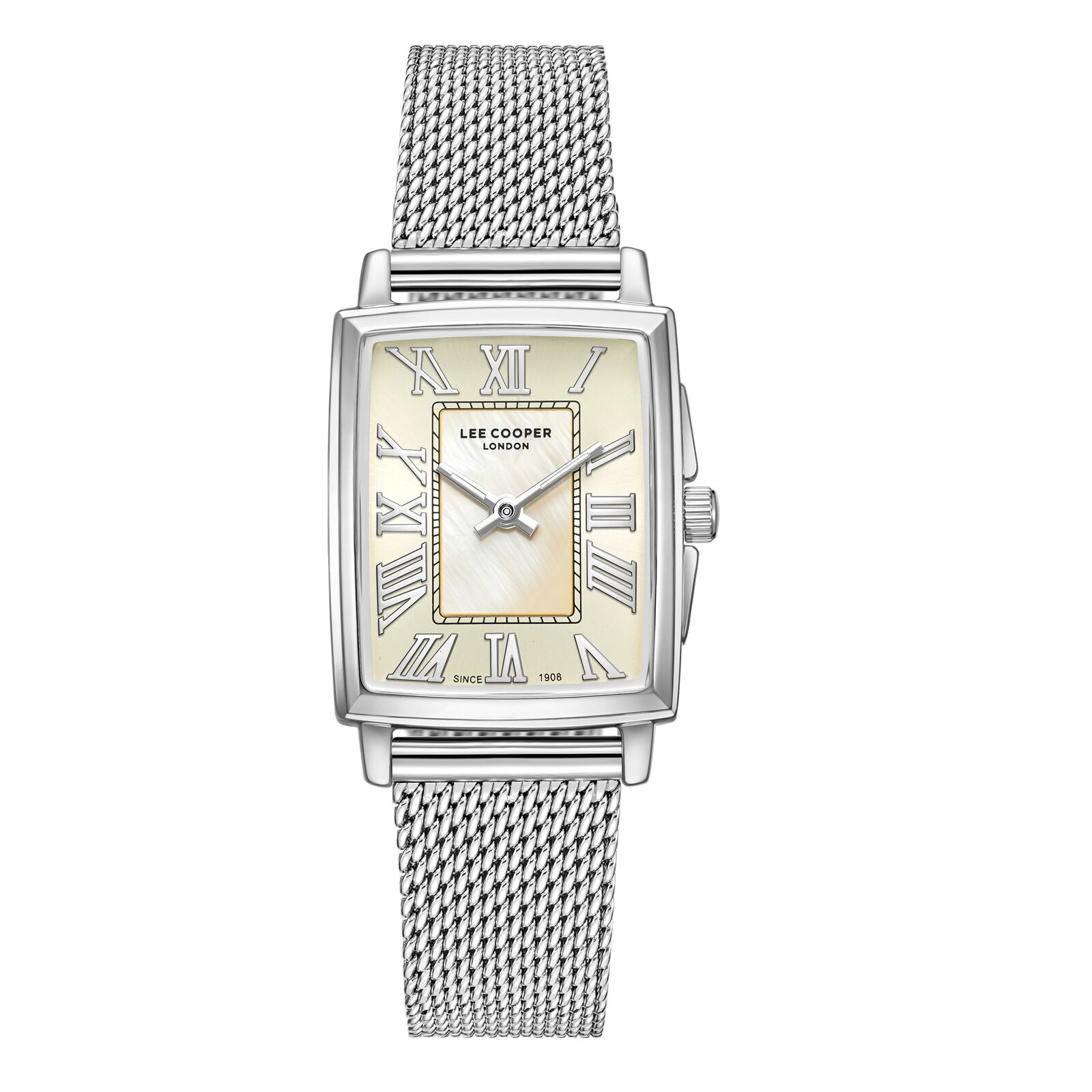 Lee Cooper Women's Watch Analog Champagne Dial with Silver Mesh Band, LC08160.310