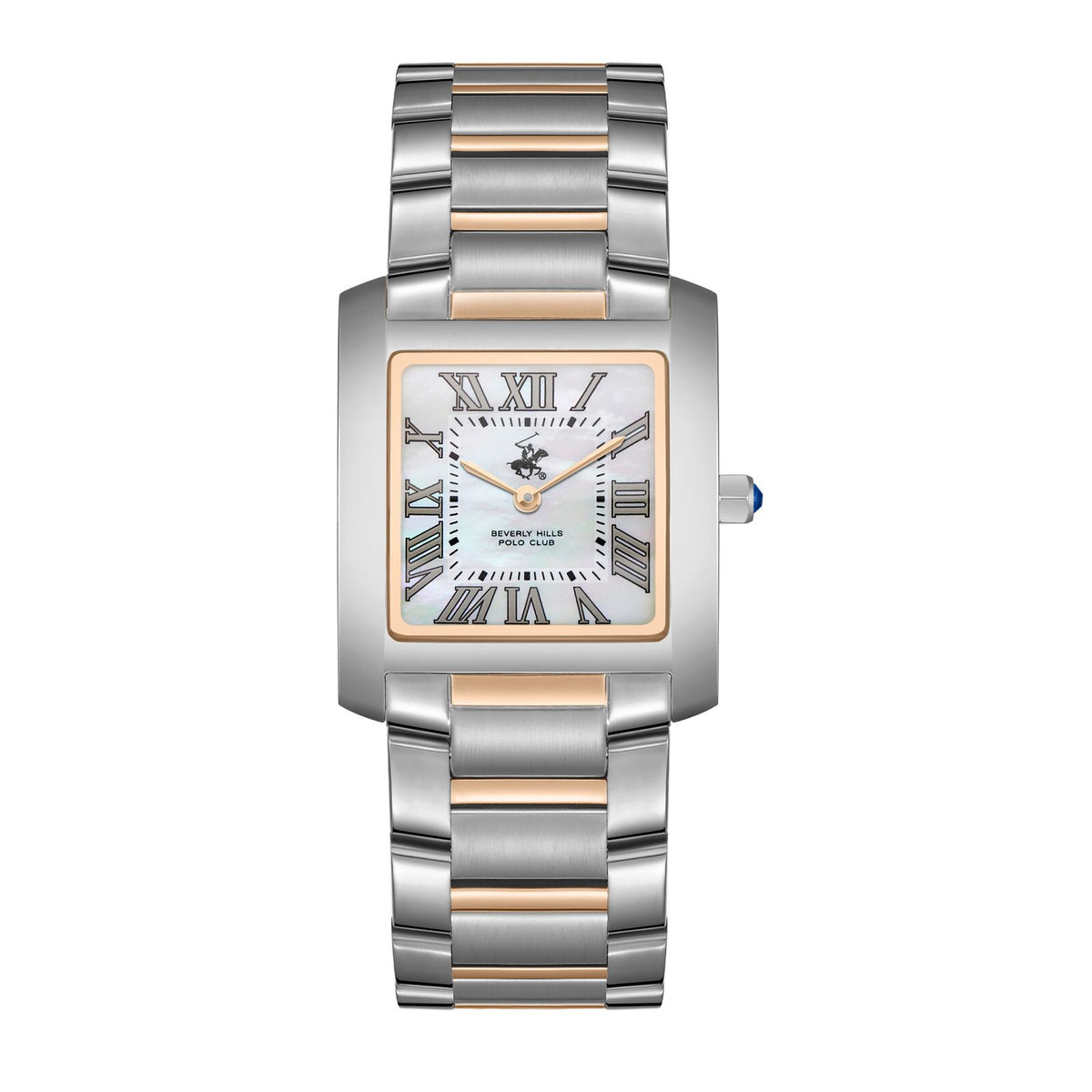 Beverly Hills Polo Club Women's Watch Analog Mother of Pearl Dial With Silver/Rose Gold Stainless Steel Band, BP3644X.520