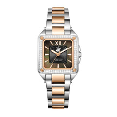 Beverly Hills Polo Club Women's Watch Analog Brown Dial With Silver/Rose Gold Stainless Steel Band, BP3671C.560