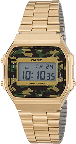 Casio, Men’s Watch Vintage Collection Digital, Mix Dial Gold Stainless Band, A168WEGC-3DF