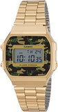 Casio, Men’s Watch Vintage Collection Digital, Mix Dial Gold Stainless Band, A168WEGC-3DF