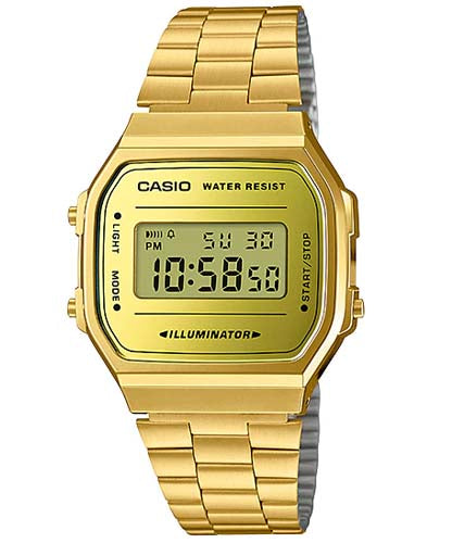 Casio men analog watch, gold dial with comfortable strap, model CS-A168WEGM-9DF, Bahrain