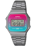 Casio, Unisex Watch Digital Display, Stainless Steel Grey Ion Plated Band, A168WERB-2ADF