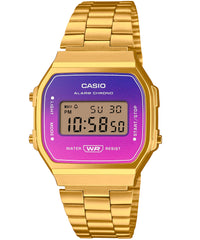 Casio, Unisex Watch Digital Display,Multicolor Dial Stainless Steel Gold Ion Plated Band , A168WERG-2ADF