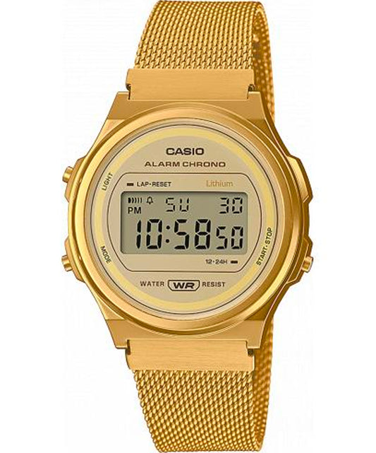 Casio unisex analog watch, gold dial with comfortable strap, model CS-A171WEMG-9ADF, Bahrain