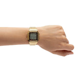 Casio Men's Watch Vintage Collection Digital, Black Dial Gold Stainless Steel Strap, A178WGA-1ADF