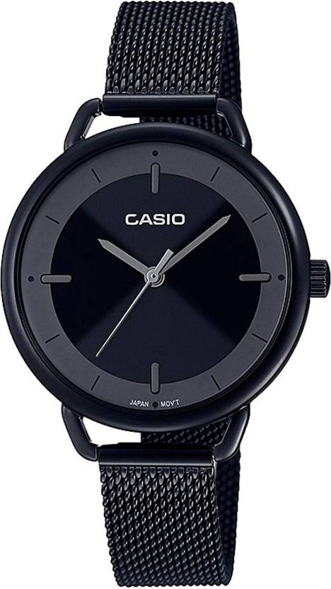 Casio, Women’s Watch Analog, Black Dial Black Stainless Steel Band, LTP-E413MB-1ADF