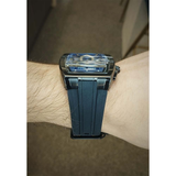 Quantum Men's Watch Analog Blue Dial with Black Silicone Strap,HNG997.691