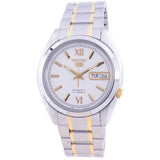 Seiko Men's Mechanical Watch Analog, White Dial with Two Tone Stainless Band, SNKL57K