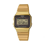 asio,Unisex Watch Vintage Collection Digital, Black Dial Gold Stainless Band, A700WG-9ADF