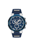 Quantum Men's Chronograph Watch Analog Blue Dial with Blue Silicone Band, HNG1051.399