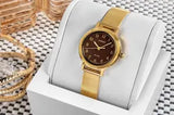 Casio Women's Watch Analog Maroon Dial with Gold Stainless Steel Band, LTP-B170G-5BVDF