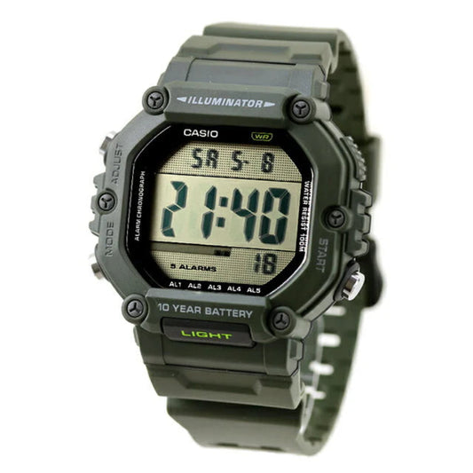 Casio Men's Digital Watch, Green Display With Resin Band, AE-1600HX-3AVDF