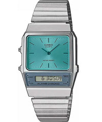 Casio, Unisex Watch Vintage Collection Digital, Blue Dial Silver Stainless Band, AQ-800EC-2ADF