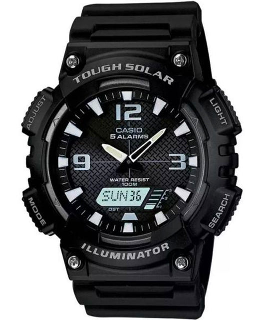 Casio men analog watch, black dial with comfortable strap, model CS-AQ-S810W-1AVDF, Bahrain