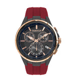 Quantum Men's Chronograph Watch Analog Black Dial with Red Silicone Band, PWG953.868