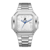 Beverly Hills Polo Club Men's Analog Watch, Silver Dial  With Silver Stainless Steel Band, BP3845X.330