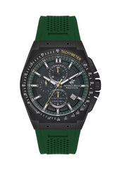 Beverly Hills Polo Club Men's Watch, Analog, Black Dial, Green Rubber Strap, BP3541X.675