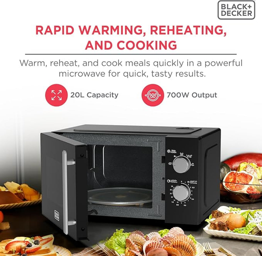 BLACK+DECKER Microwave Oven, 20L, Black, MZ2005P