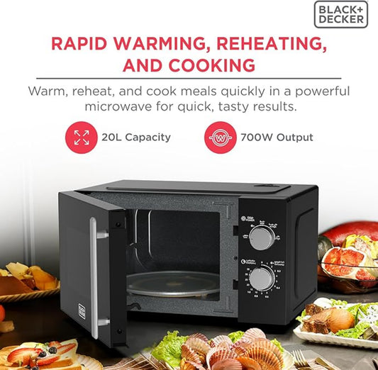 BLACK+DECKER Microwave Oven, 20L, Black, MZ2005P Microwave BL-MZ2005P