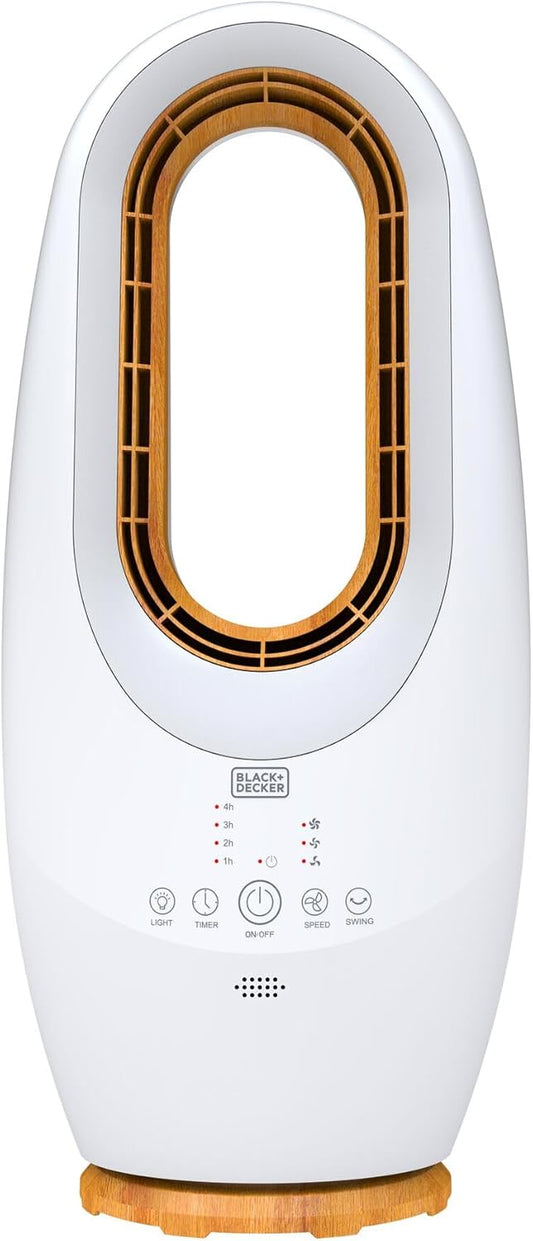 Black+Decker Bladeless Electric Fan With Led Light-58cm , FBL58 Fan BL-FBL58