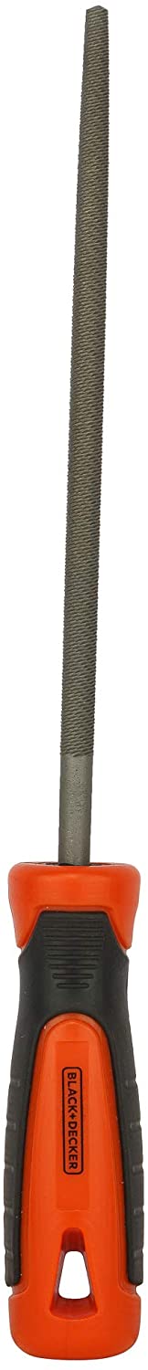 Black+Decker 200mm 2nd Cut Bimaterial Handle Steel Round File, BDHT22145 Powertools BA-BDHT22145