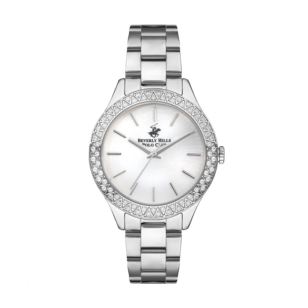 Beverly Hills Polo Club Women's Watch, Analog, White Dial, Silver Stainless Steel Strap, BP3291C.320