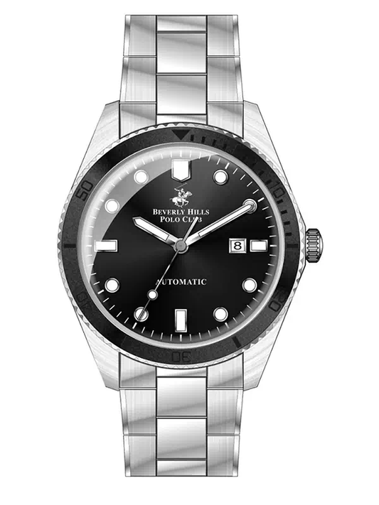 Beverly Hills Polo Club, Men's, Analog Watch, Black Dial, with Stainless Steel Band, BH-BP3576X.350