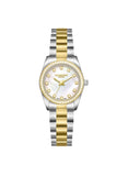 Lee Cooper Women's Analog Watch with White Mother Of Pearl Dial and Two Tone Stainless Steel Band, LC08155.220
