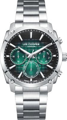 Lee Cooper Men's Multifunction Watch with Green To Black Dial and Stainless Steel Band, LC08348.370