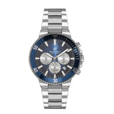 Beverly Hills Polo Club  Men's Watch, Fernando Dual Time, Silver Stainless Steel Strap, Dark Blue Dial BP3247X.390