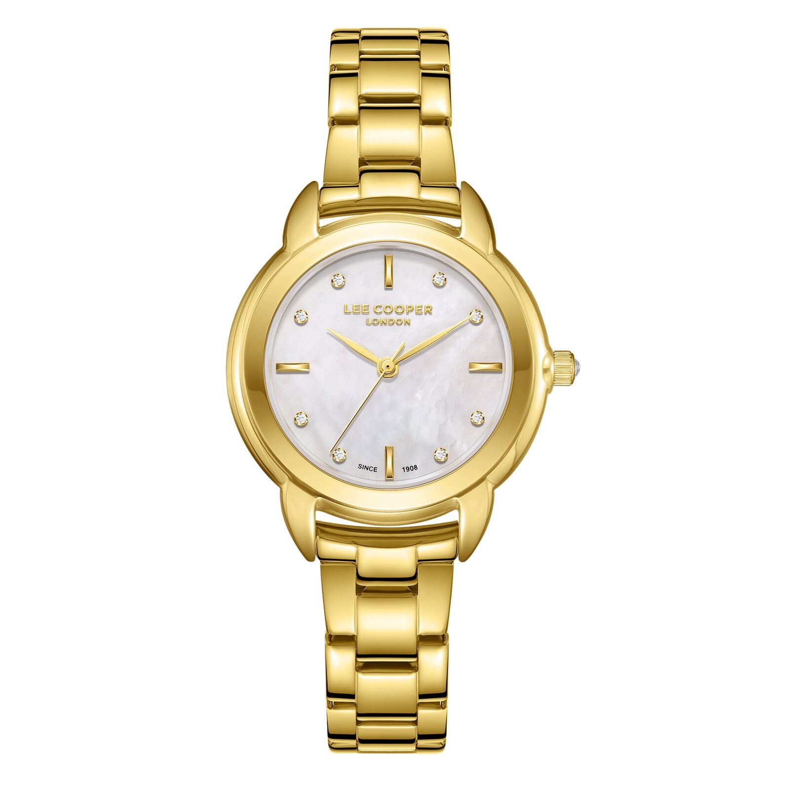 Lee Cooper Women's Watch Analog Mother of Pearl Dial with Gold Stainless Steel Band, LC08024.120