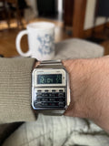 Casio Vinatge Unisex Watch Digital White Dial With Silver Stainless Steel Band, CA-500WE-7BDF