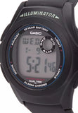 Casio Kid's Watch Digital, Black Dial Black Resin Strap, F-200W-1ADF